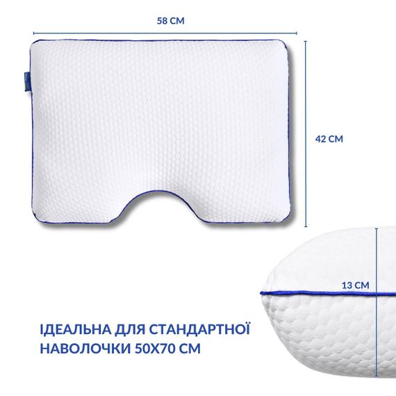 Подушка ортопедическая MEMORY FOAM IDEIA контурная 58х42х13 см с эффектом памяти и наволочкой в комплекте | Зображення 3