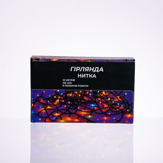 Новорічна гірлянда кімнатна нитка 10 м 120 LED білий провід Білий W120LED10MWW | Зображення 3