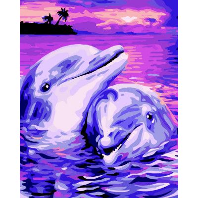 Картина по номерам ZiBi Дельфиновая верность 40*50 см ART Line (ZB.64254) - Топ Продаж!