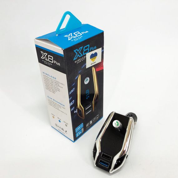 Автомобильный Fm модулятор Bluetooth FM X8 plus, Фм модулятор с флешкой от прикуривателя | Зображення 7