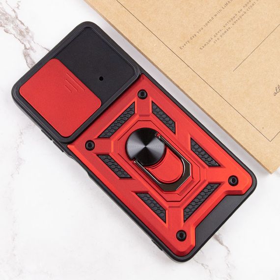 Ударостійкий чохол Camshield Serge Ring для Xiaomi Poco X4 Pro 5G TPU+PC, Шторка на камеру, Червоний | Зображення 5