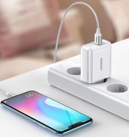 Адаптер питания для телефона Ugreen CD170 White USB+USB Type-C Wall Charger 36W 3A | Зображення 2