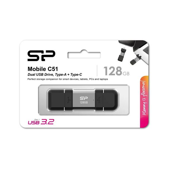 USB флеш накопичувач Silicon Power USB 128G SILICON POWER usb3.2+TypeC Mobile C51 (SP128GBUC3C51V1S) | Зображення 3