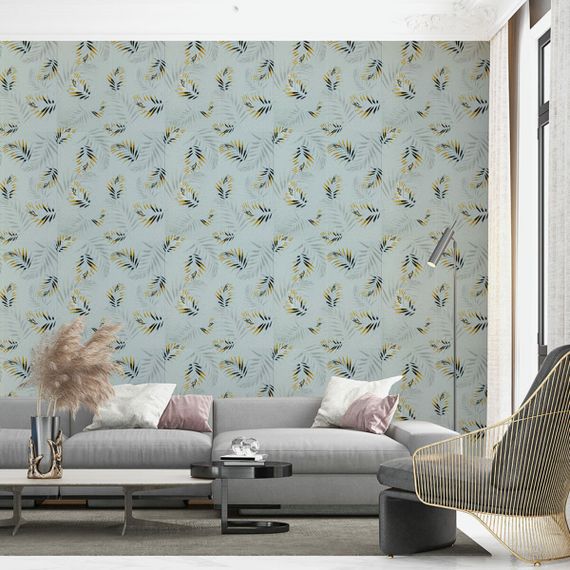 Панель стінова 3D 700х700х4мм папороть на сірому фоні (D) SW-00001982 | Зображення 3