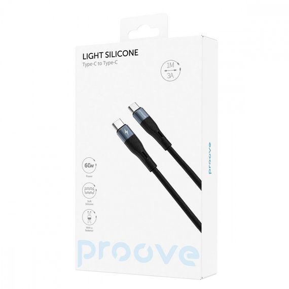 Кабель Proove Silicone Type-C to Type-C 60W (1m), Черный, 1.0 м | Зображення 1