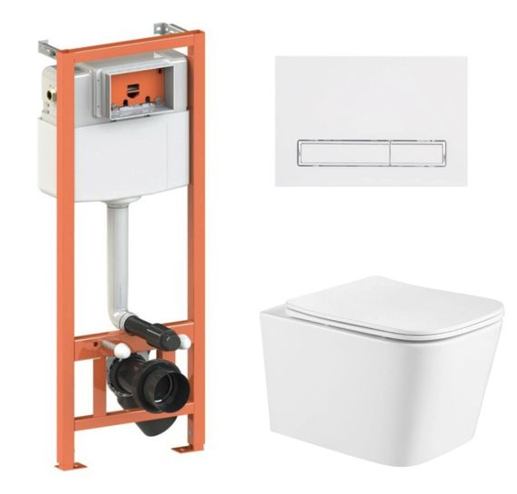 Набір Qtap Nest 4 в 1 підвісний унітаз Crow Ultra Quiet 490x360x290 + комплект інсталяції QT05335171W45133