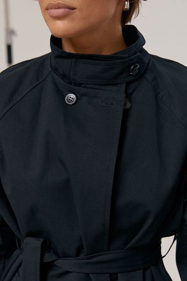 Жіночий тренч з поясом - темно-синій цвет, ONE SIZE (є розміри) | Зображення 3