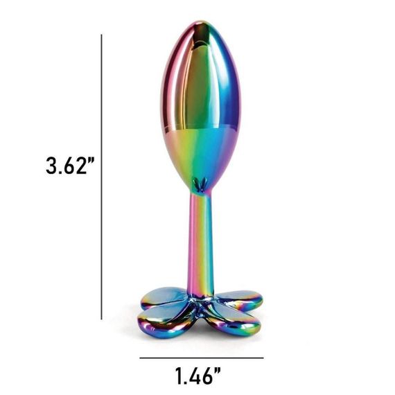 Анальная пробка металлическая NS Novelties Rear Assets Clover радужная sexstyle | Зображення 3