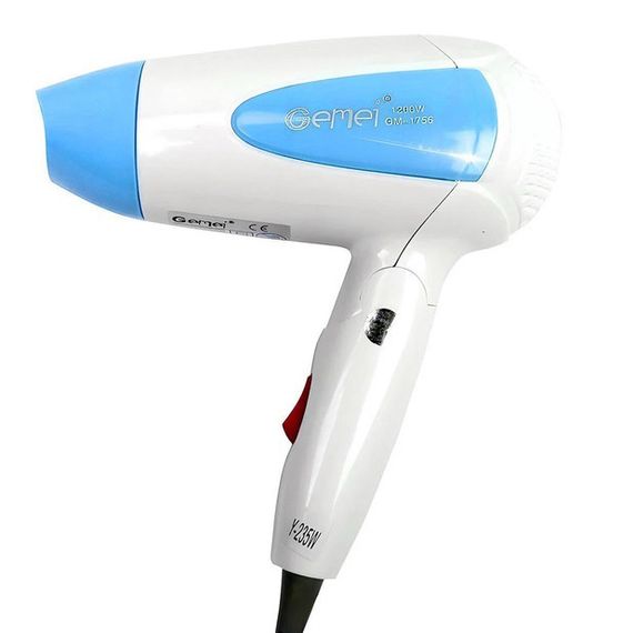 Фен для волос складной дорожный Gemei GM-1756 1200 Вт. DZ-812 Цвет: голубой