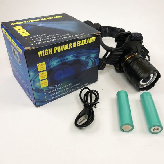 Ліхтар налобний потужний Bailong BL-8075-2-GT100, 3 режими, Zoom, алюміній, акумулятор 2*18650, USB кабель | Зображення 7