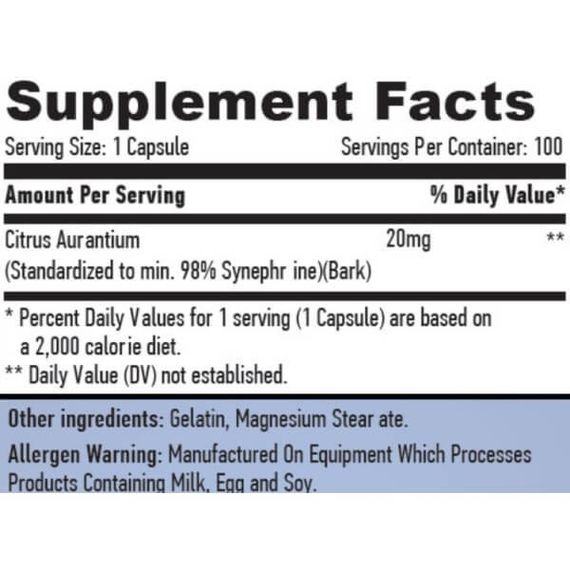 Комплекс для снижения веса Haya Labs Synephrine 20 mg 100 Caps | Зображення 1