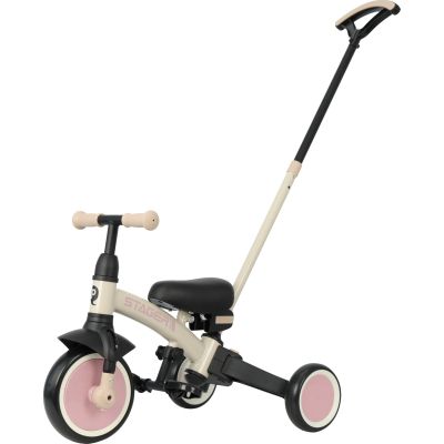 Детский велосипед QPlay Stager 3 в 1 з ручкою, біговел, Beige-Pink (T80STAGERBeigePink)