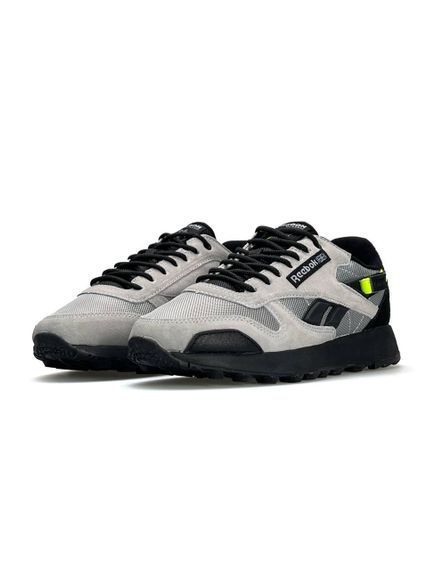 Чоловічі кросівки Re-ebok Classic Leather New Grey Black Lime 44 28 | Зображення 1