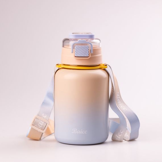 Термос с поилкой 600 мл с металлической колбой и ремешком Желтый HPGM8857Y | Зображення 1