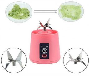 Блендер Smart Juice Cup Fruits USB Рожевий 4 ножі