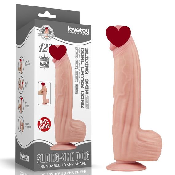 Фалоімітатор 12'' King Sized Sliding Skin Dual Layer Dong Sex Aura
