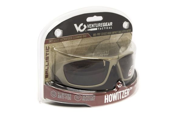 Окуляри захисні Venture Gear Tactical Howitzer Tan (forest gray) Anti-Fog, чорно-зелені в пісочній оправі | Зображення 5