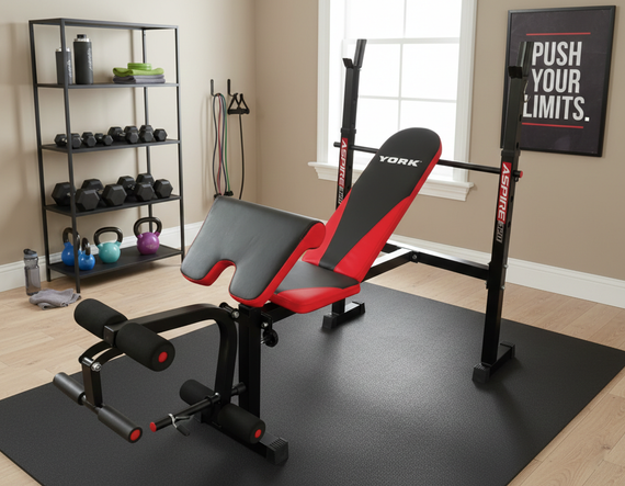 Лавка для жиму York Fitness ASPIRE 320 з стійкою для штанги та партою Скотта | Зображення 4
