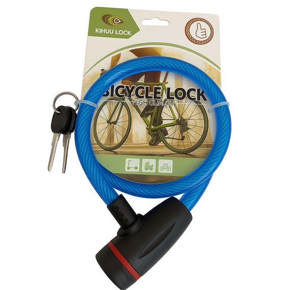 Замок велосипедний KIHUU LOCK 187, 12*80 тросовий, 2 ключі. Колір: синій DA-41