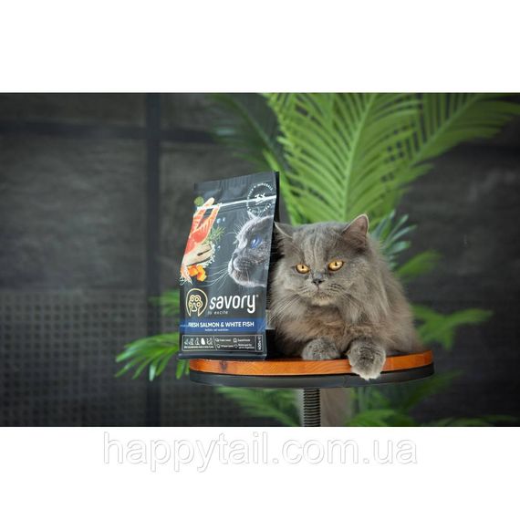 Корм сухий Savory Adult Cat Gourmand Fresh Salmon and White Fish для дорослих котів зі свіжим лососем і білою рибою 400 г | Зображення 3