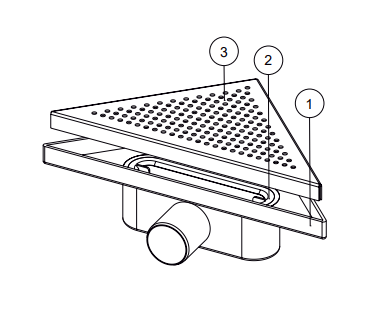Трап для душа горизонтальний Maxiflow  з нержавіючої сталі з гідрозатвором трикутна решітка "Хвиля" (4062.0Y.050K) | Зображення 1
