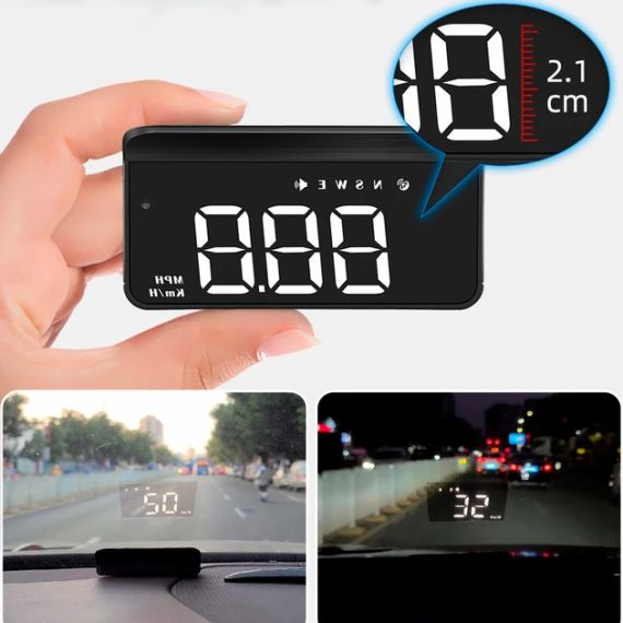 Спіметр бортовий проєкційний HUD-M1 Білий, Білий проєкційний дисплей на лобове скло, цифровий | Зображення 2