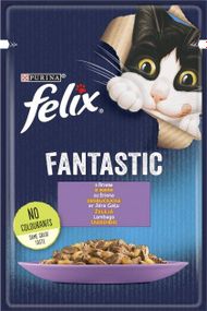 Влажный корм Felix Fantastic для взрослых котов кусочки в желе ягненком 78х85г
