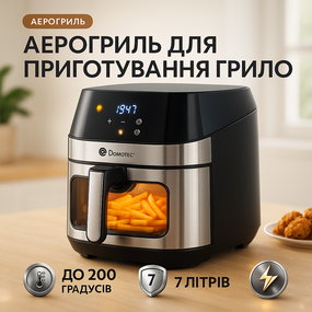 Электрическая фритюрница с защитой от перегрева Domotec, Аэрофритюрница цифровая сенсорная ME-52