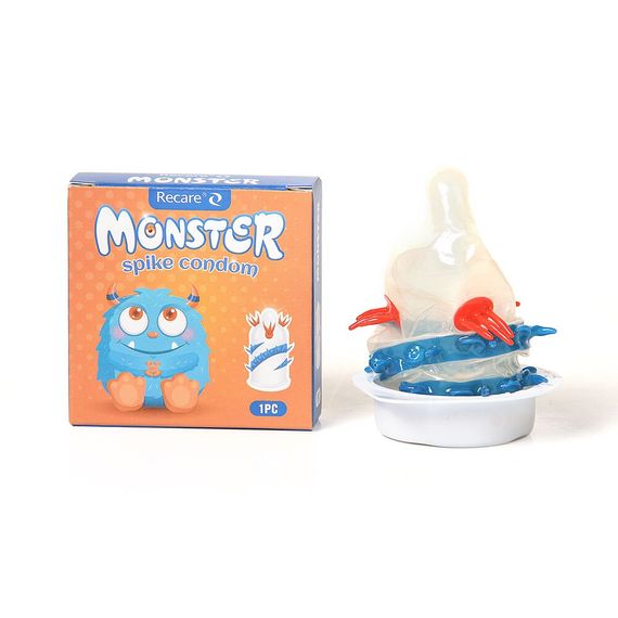 Насадка на член Recare Pink Monster Spike Condom (презерватив с шариками и усиками), Синий