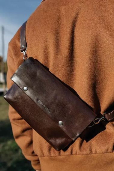 Шкіряна поясна сумка Skin and Skin Crossbody Bag L Коричнева (WB02Br) | Зображення 6