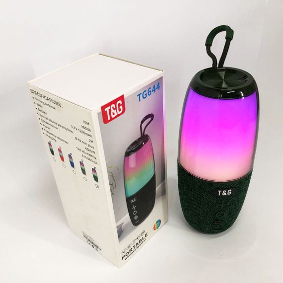Портативна колонка TG644 5W з RGB підсвічуванням та ремінцем, Бездротова колонка потужна. Колір: зелений | Зображення 3