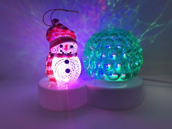 Світлодіодний диско шар + Сніговик, світильник новорічний | Зображення 2