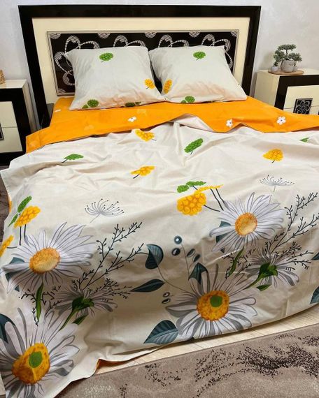 Комплект постельного белья Soft евро 200х220 см ромашки