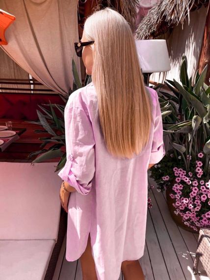 Женская тонкая летняя пляжная рубашка с длинным рукавом LK10151 размер 42/46 цвет розовый | Зображення 1