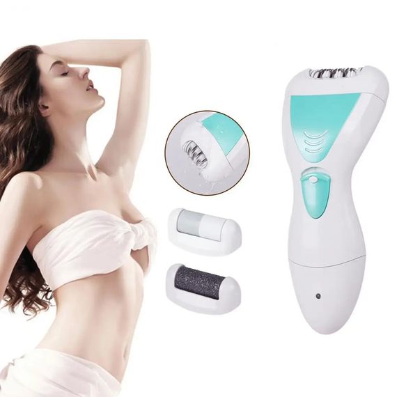 Епілятор Gemei GM-7006 4в1 - Професійний бездротовий епілятор бритва з насадками триммер + пемза | Зображення 4