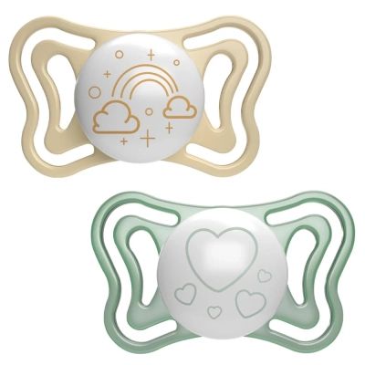 Пустышка Chicco Physio Light силиконовая от 2 до 6 месяцев люминесцентная с футляром 2 шт. (71037.41)