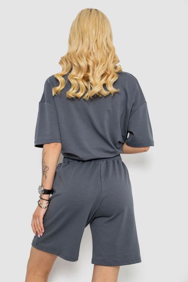 Женский летний костюм оверсайз шорты и футболка цвет серый размер L/XL 241R5004 | Зображення 3