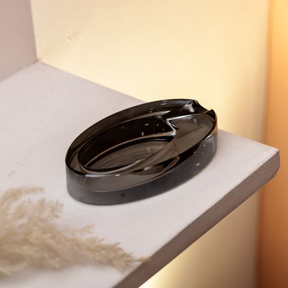 Стеклянная пепельница для сигарет 13х7.5х2.5 см пепельница декоративная настольная Серая HP-4-135 | Зображення 3