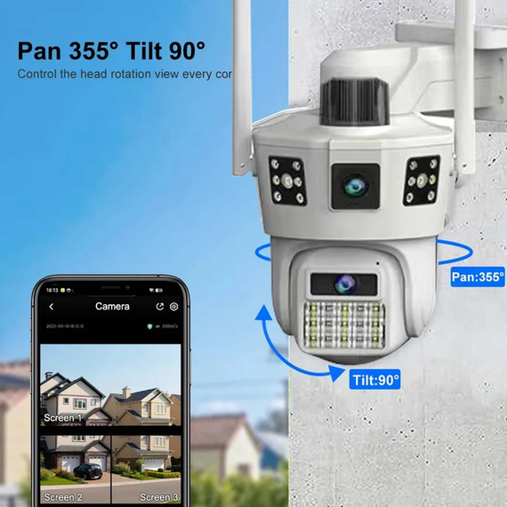 Wi Fi камера видеонаблюдения 3 линзы SD 39 APP V380pro | Зображення 3