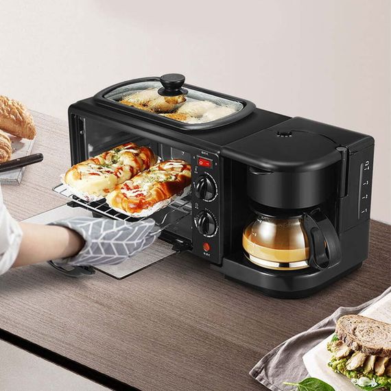 Электрическая духовка 3в1 Domotec MS-5308В Кофеварка Сковорода 9 л 4500w