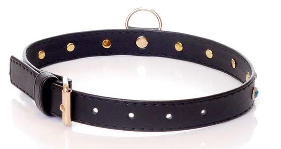 Нашийник зі штучної шкіри з кристалами Fetish Boss Series - Collar Turquoise Crystal, BS3300119 sexstyle | Зображення 1