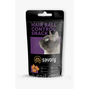 Хрустящее лакомство Savory Cats Snacks Pillows Hair Ball Control для взрослых котов подушечки для выведения шерсти 60 г