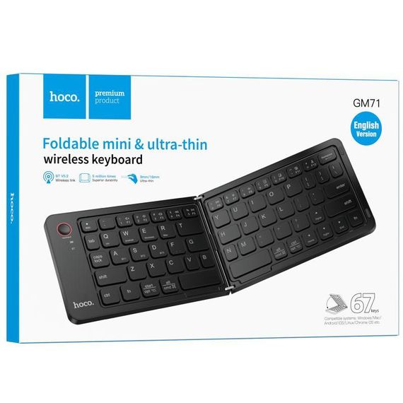 Клавіатура бездротова складна Hoco GM71 Proficient mini 2.4G Black | Зображення 1