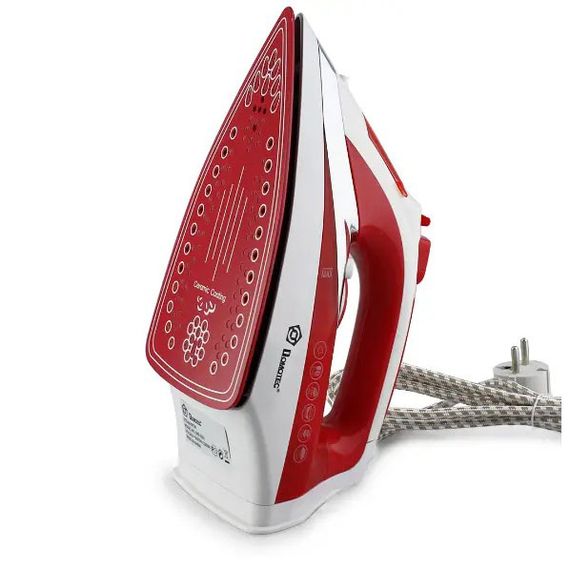 Утюг Domotec MS-2201 2800W керамическая подошва, паровой утюг для одежды. Цвет: красный | Зображення 2