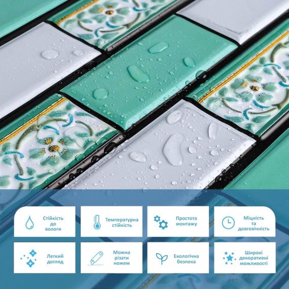 Декоративна ПВХ панель 960х480х4мм Цегла зелений орнамент SW-00001429 | Зображення 3