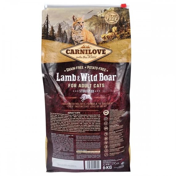Корм сухий Carnilove Cat Sterilised для стерилізованих котів з ягнятиною та диким кабаном 6 кг | Зображення 3