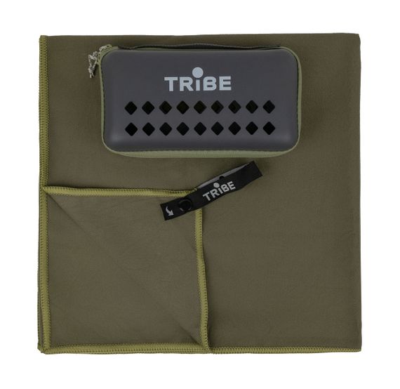 Рушник туристичний з мікрофібри Tribe Pocket Towel 90х180 см army-green, великий похідний рушник трайб