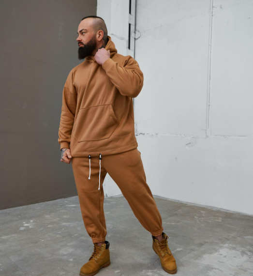Мужской очень теплый спортивный костюмм Оверсайз Асос FD2024 размер S/M, цвет мокко | Зображення 1