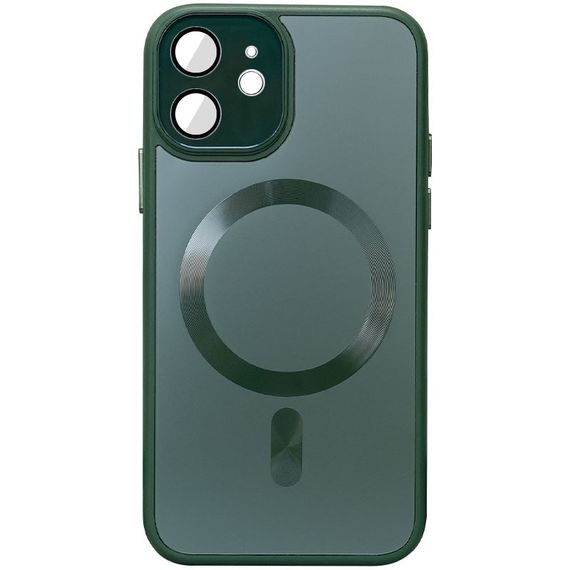 Чохол TPU+Glass Sapphire Midnight with MagSafe для Apple iPhone 12 (6.1") Зелений / Forest green, Загартоване скло