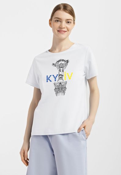 Футболка жіноча біла з принтом "Київ", 2XL